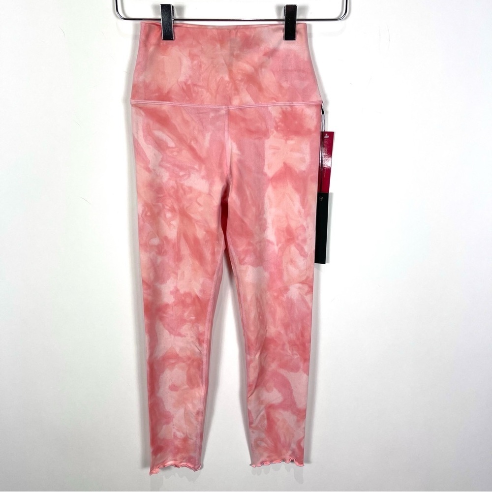 Carbon38 active baby pink tonal tie dye print 7/8 leggings